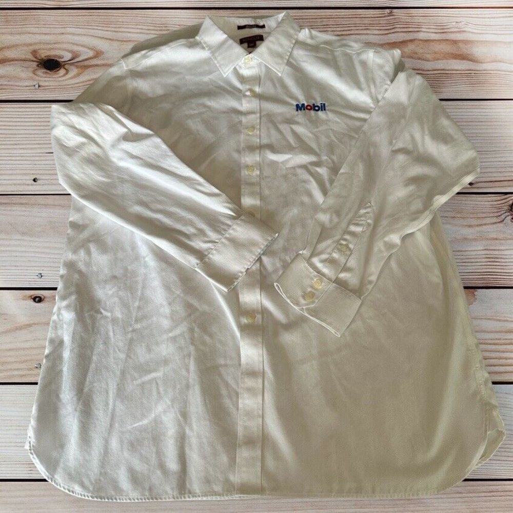 Red House Mens Size 2xl Dress Shirt Mobil Oil Logo White Slim Fit Gas Racing
